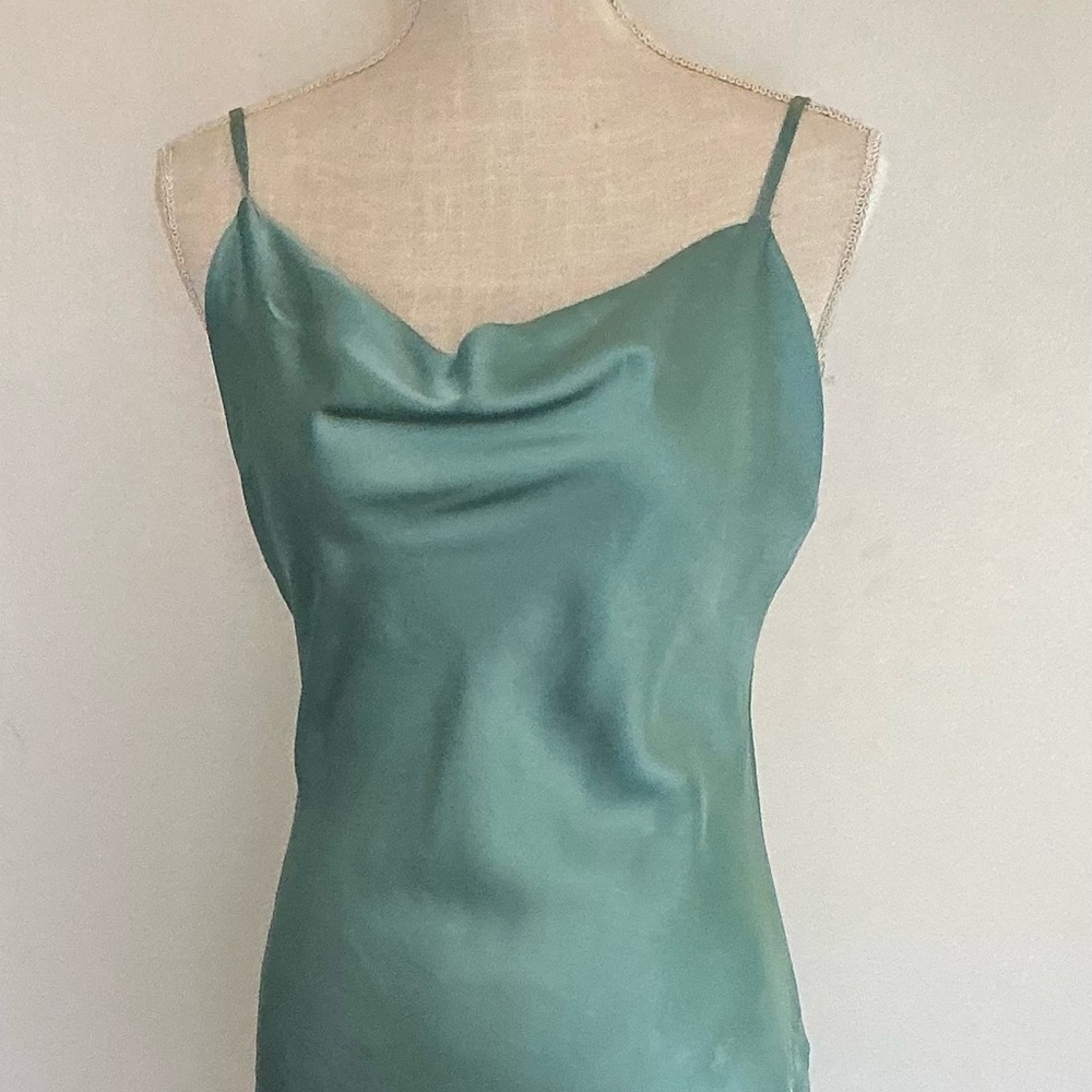 Elegant Green Satin Dress